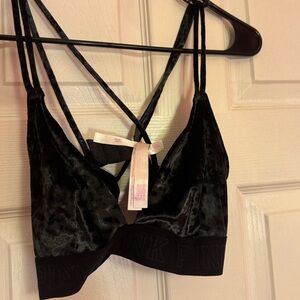 PINK black velvet bralette